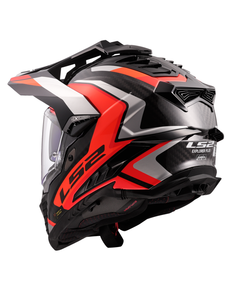 Load image into Gallery viewer, Capacete enduro LS2 MX701 Explorer C Frontier II Laranja Cinza – vista traseira

