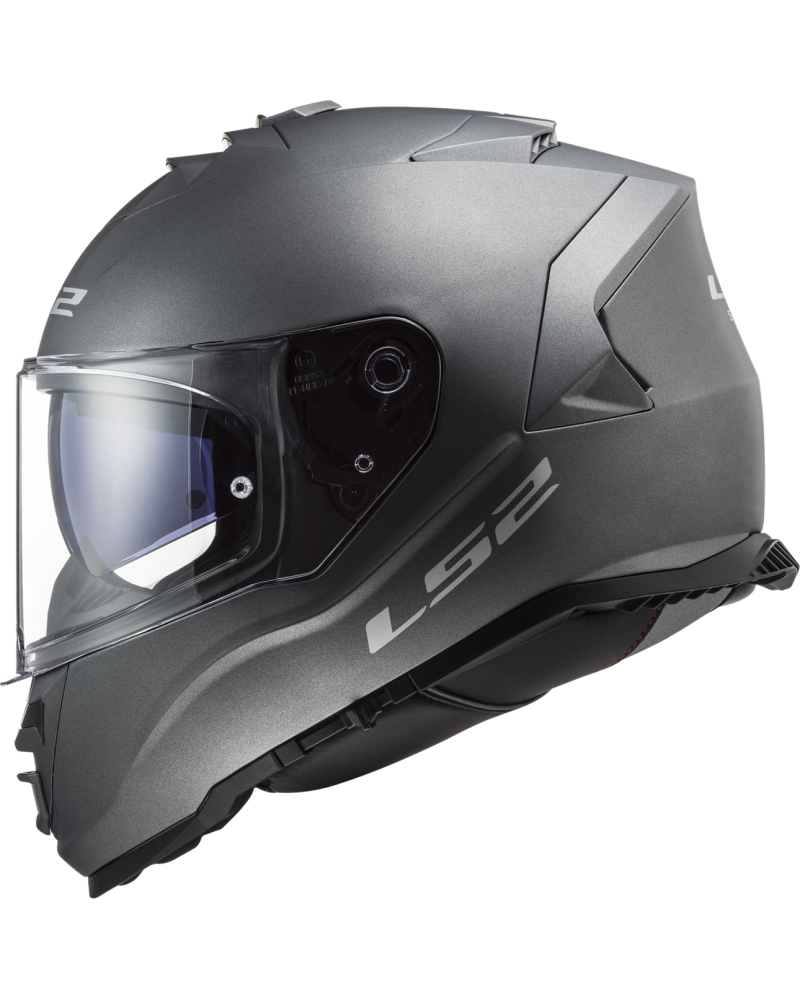 Carregue imagem no visualizador da galeriaCapacete integral LS2 FF800 Storm II Solid Titânio Mate – vista traseira
