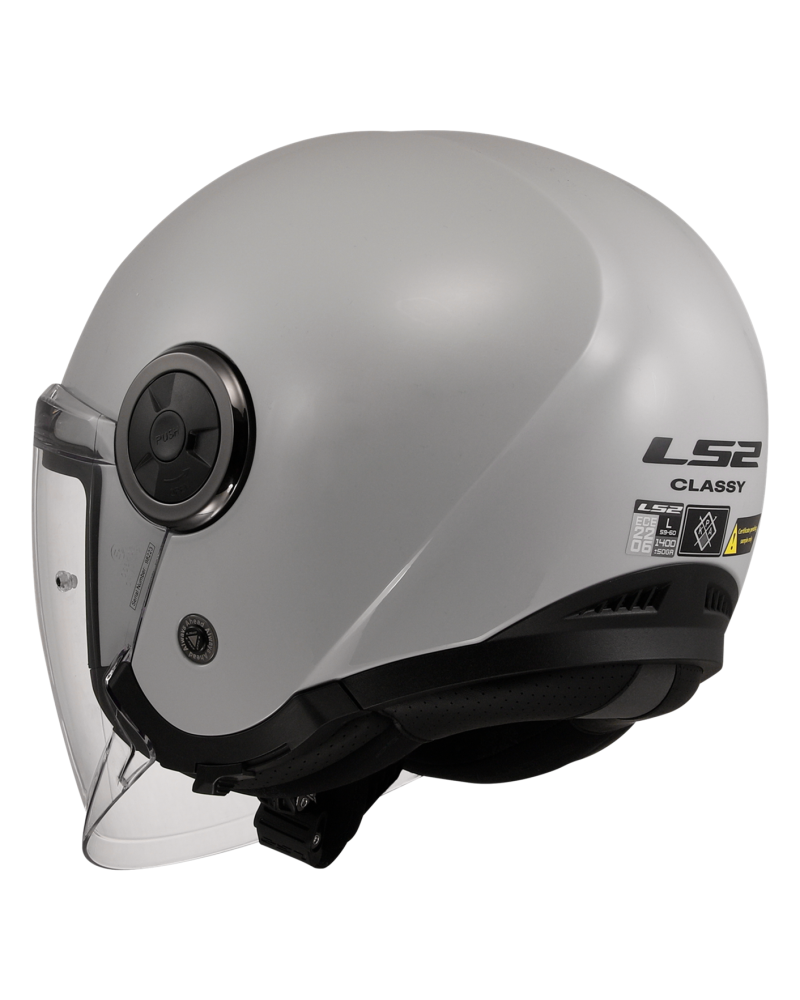 Load image into Gallery viewer, Capacete jet LS2 OF620 Classy Solid Cinza Pérola – vista lateral
