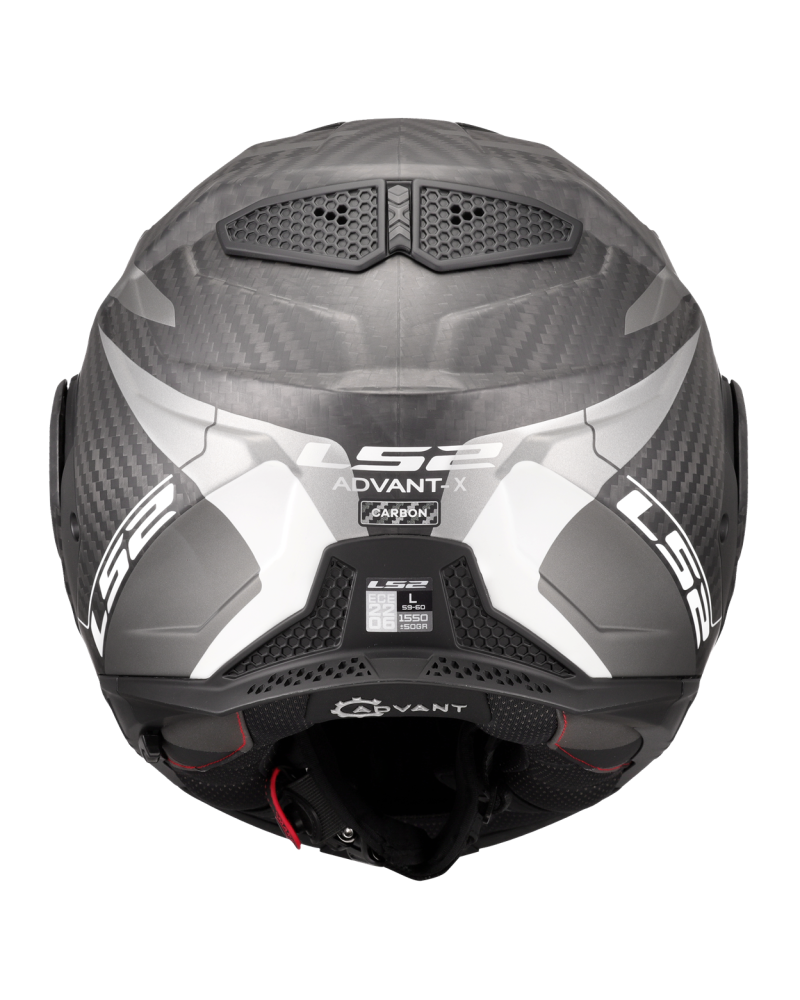 Load image into Gallery viewer, Capacete modular LS2 FF901 Advant-X C Horizon Cinza-Prateado Mate – vista traseira
