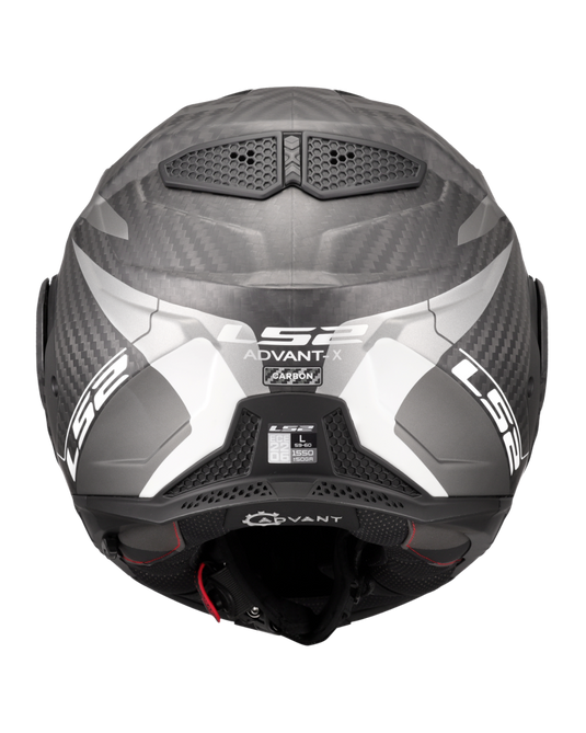 Capacete modular LS2 FF901 Advant-X C Horizon Cinza-Prateado Mate – vista traseira