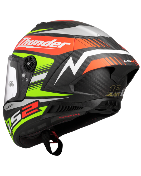 Capacete integral LS2 FF805 Thunder C GP Black Replica Preto Amarelo Vermelho – vista traseira
