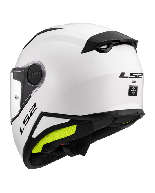 Capacete integral infantil LS2 FF812 Kid Solid Branco – vista traseira