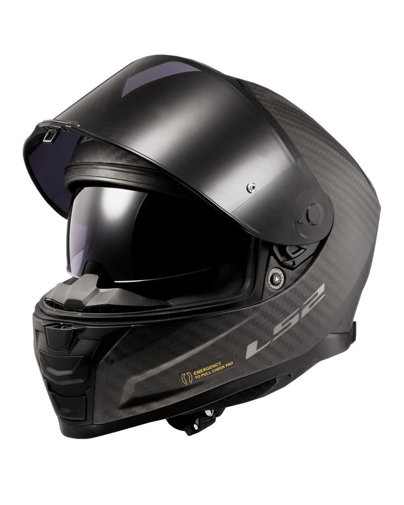 Carregue imagem no visualizador da galeriaCapacete integral LS2 FF811 Vector II C Solid em fibra de carbono mate – vista traseira
