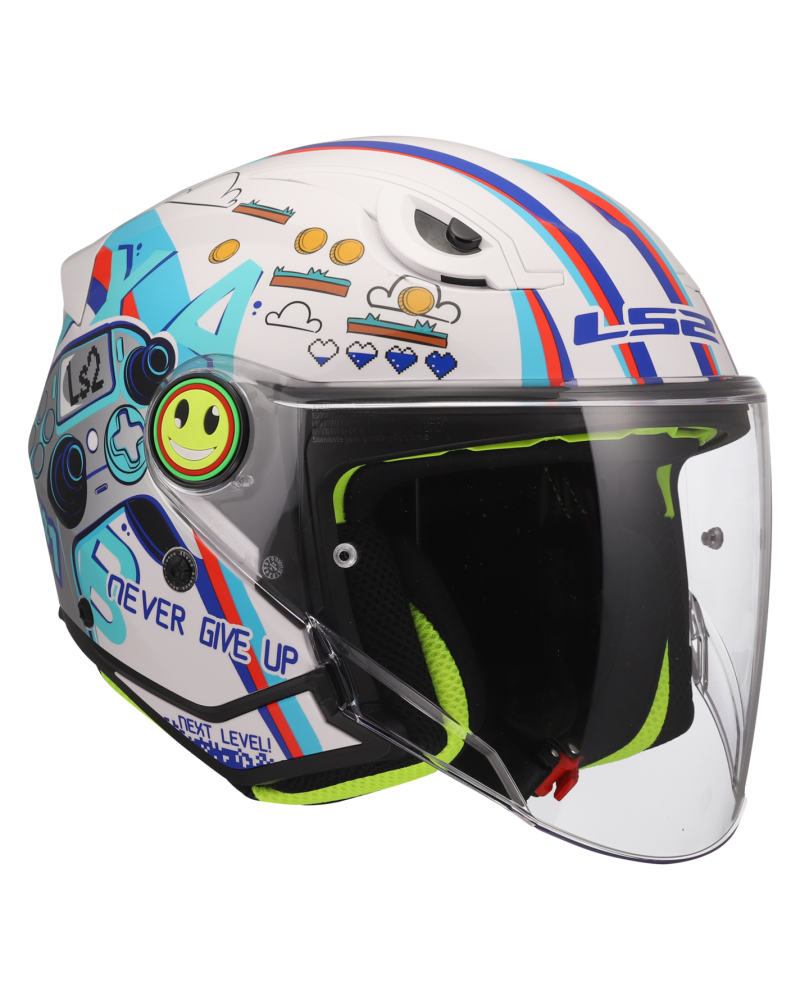 Load image into Gallery viewer, Detalhe do design gráfico – capacete jet infantil LS2 OF622 Funny II Next Level
