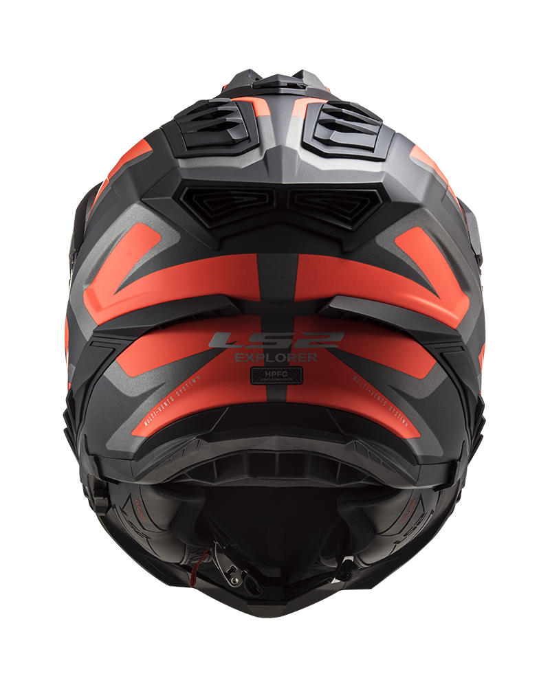Load image into Gallery viewer, Capacete enduro LS2 MX701 Explorer Alter Preto Mate Laranja Fluo – detalhe do design
