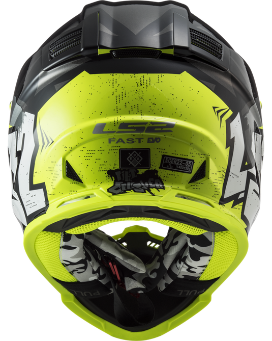 Detalhe do design Crusher – capacete motocross infantil LS2 MX437 Fast Evo II Mini