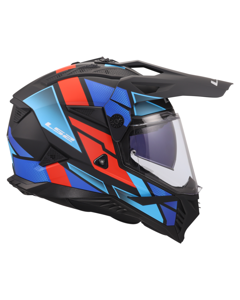 Load image into Gallery viewer, Detalhe do design geométrico em blocos – capacete motocross LS2 MX702 Pioneer II Block Preto
