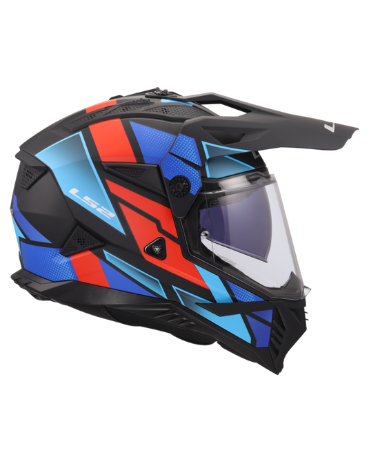 Detalhe do design geométrico em blocos – capacete motocross LS2 MX702 Pioneer II Block Preto