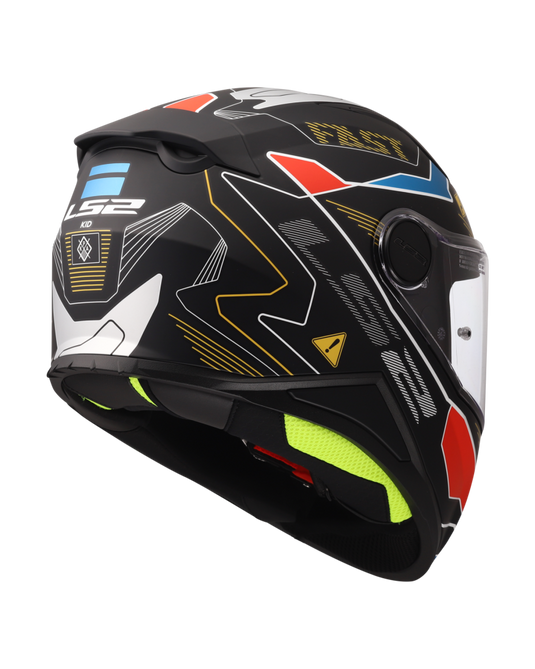 Detalhe do design bicolor – capacete infantil LS2 FF812 Kid Zero Cinza Vermelho