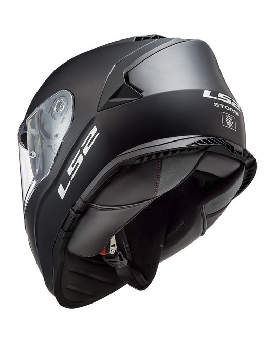 Capacete LS2 FF800 Storm II Solid Preto Mate – detalhe da viseira com pinlock