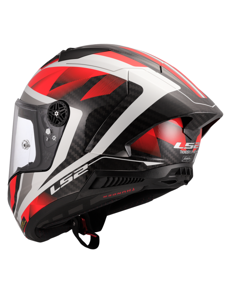 Load image into Gallery viewer, Detalhe do design geométrico Raute – capacete LS2 FF805 Thunder C Branco Vermelho
