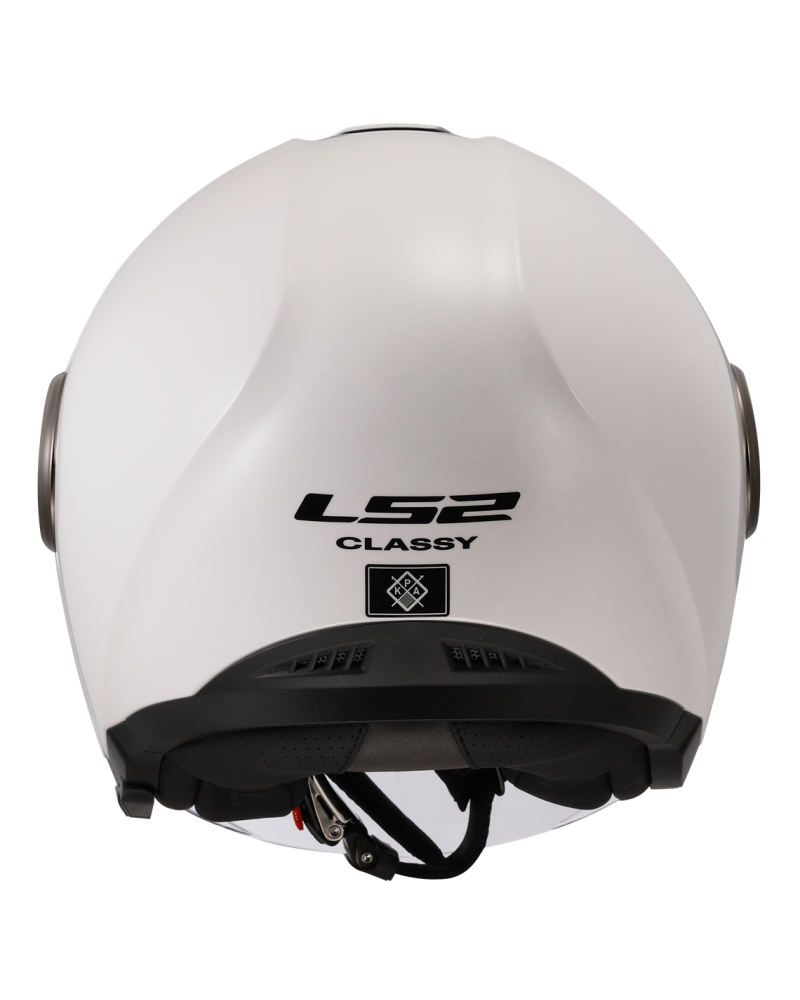 Load image into Gallery viewer, Capacete jet LS2 OF620 Classy Solid Branco – vista traseira
