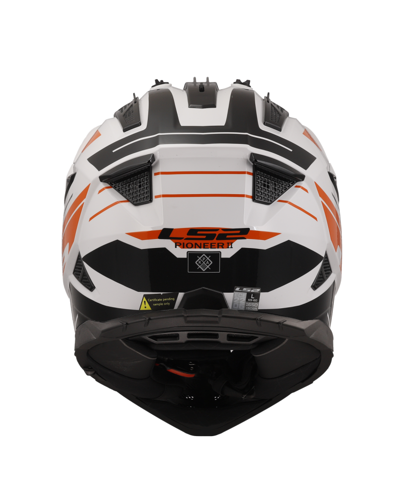 Load image into Gallery viewer, Pala removível e ajustável – capacete motocross LS2 MX702 Pioneer II Namib Branco Laranja
