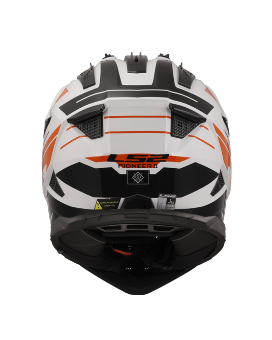 Pala removível e ajustável – capacete motocross LS2 MX702 Pioneer II Namib Branco Laranja