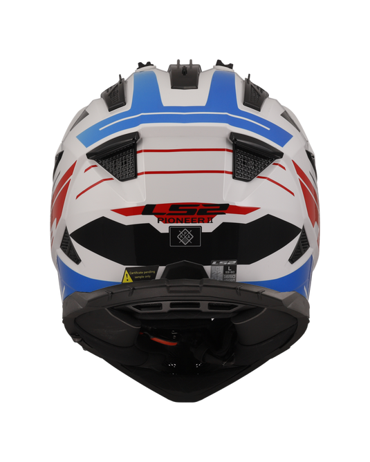Pala removível e ajustável – capacete motocross LS2 MX702 Pioneer II Namib Branco Azul