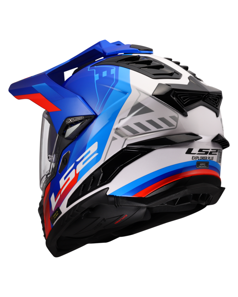 Load image into Gallery viewer, Pala removível e ajustável – capacete enduro LS2 MX701 Explorer Hexa Branco Azul Vermelho
