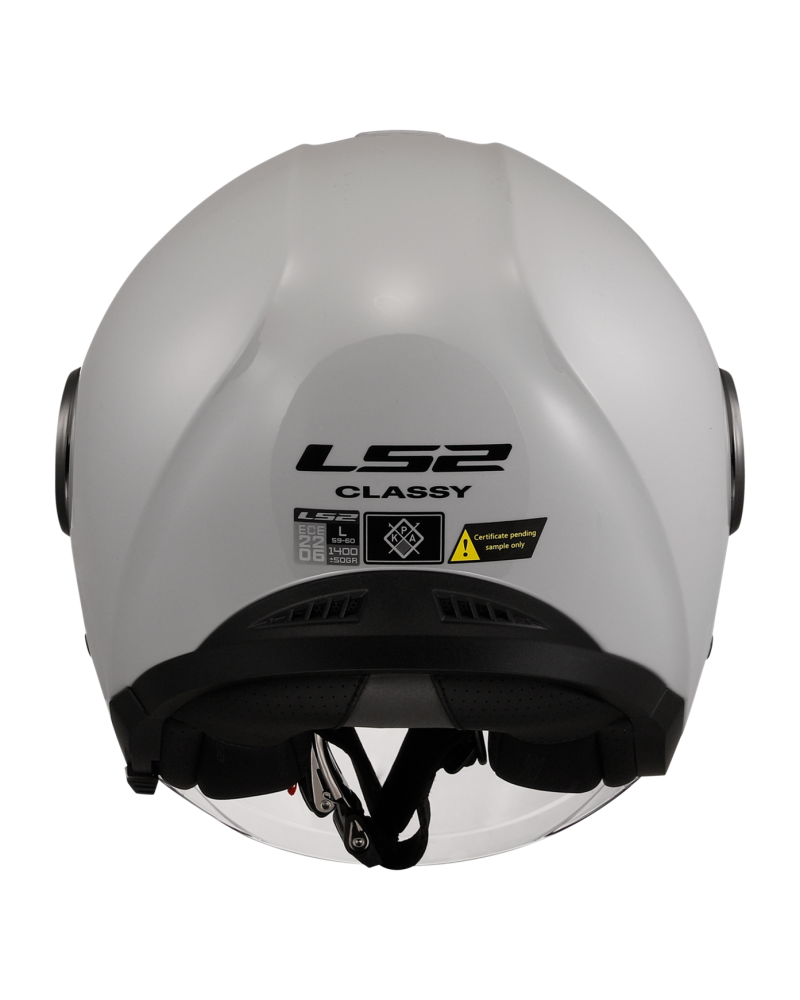 Load image into Gallery viewer, Capacete jet LS2 OF620 Classy Solid Cinza Pérola – vista traseira
