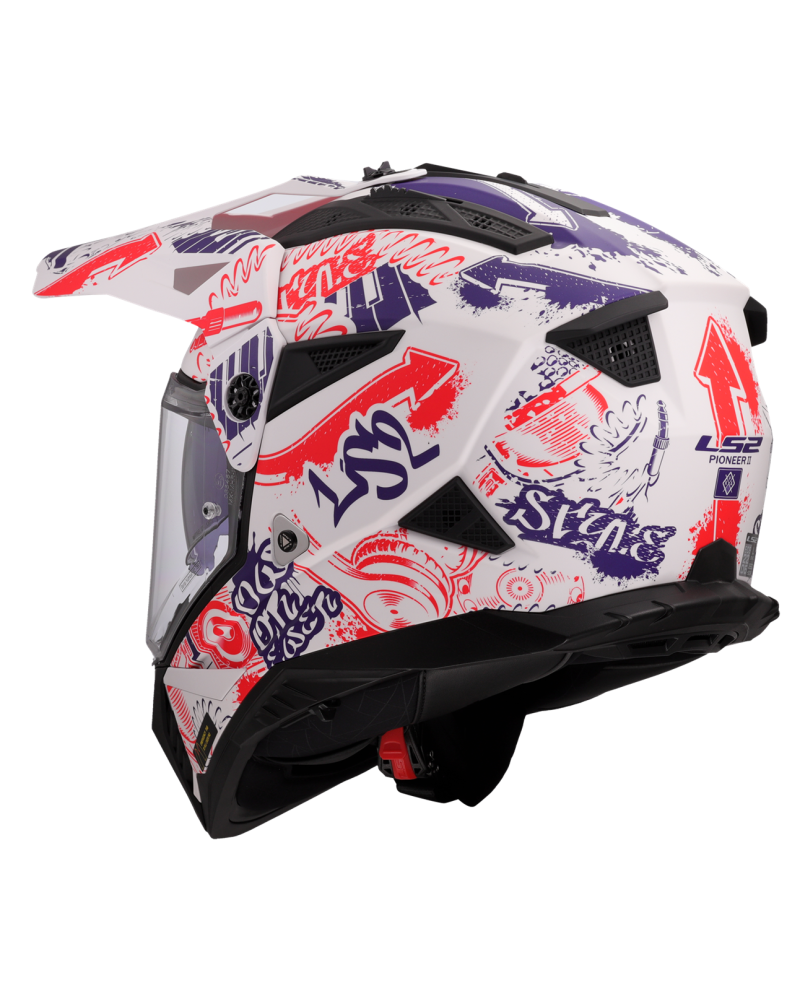 Load image into Gallery viewer, Detalhe do design tricolor – capacete motocross LS2 MX702 Pioneer II Fantasy
