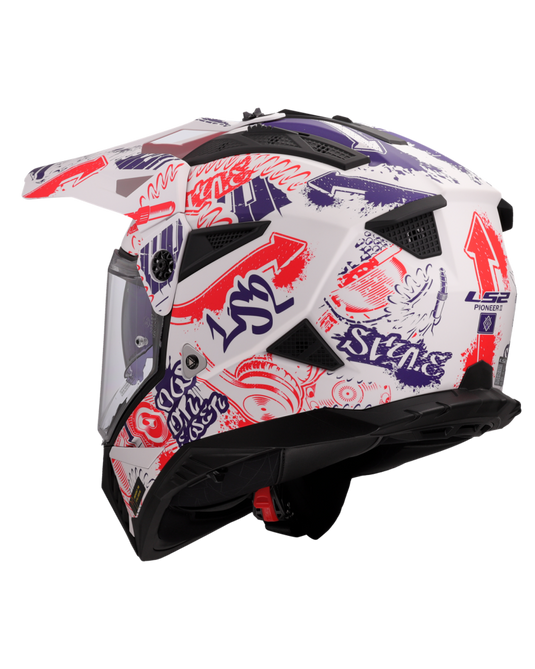 Detalhe do design tricolor – capacete motocross LS2 MX702 Pioneer II Fantasy