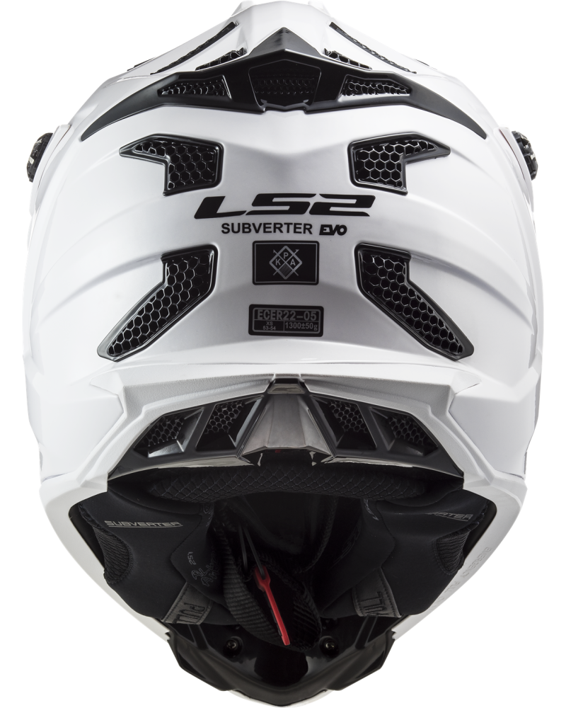 Load image into Gallery viewer, Capacete motocross LS2 MX700 Subverter Evo II Solid Branco – detalhe da pala

