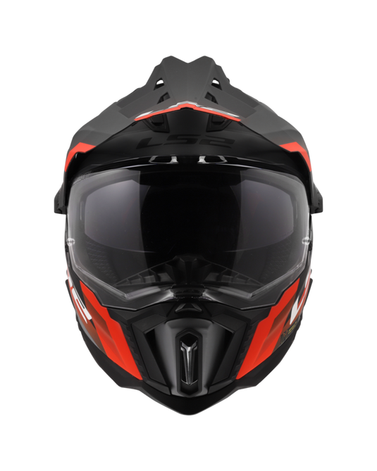 Capacete enduro LS2 MX701 Explorer Hexa Preto Vermelho Cinza – detalhe do padrão hexagonal