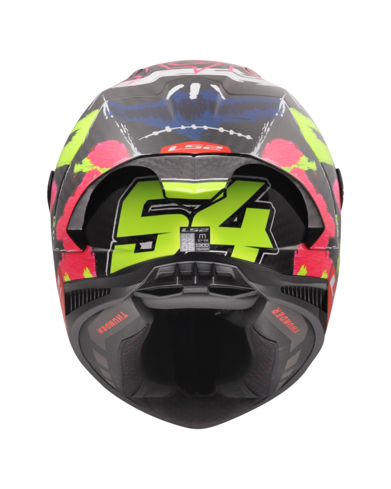 Load image into Gallery viewer, Detalhe do design réplica Fermín Aldeguer #54 MotoGP 2025 – capacete LS2 FF805 Thunder C
