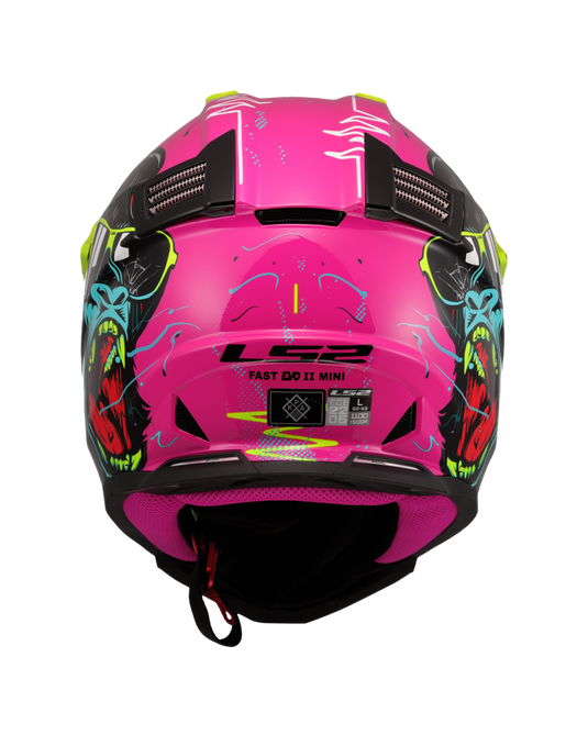 Detalhe do design Gorilla – capacete motocross infantil LS2 MX437 Fast Evo II Mini
