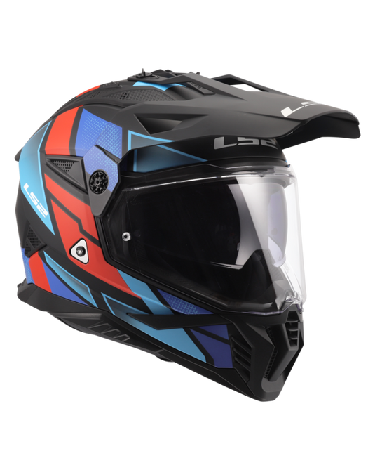 Pala removível e ajustável – capacete motocross LS2 MX702 Pioneer II Block Preto Vermelho