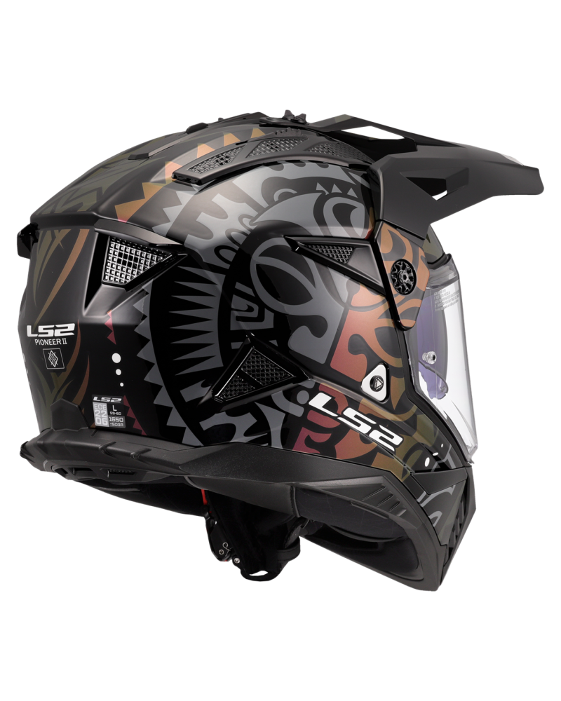 Load image into Gallery viewer, Pala removível e ajustável – capacete motocross LS2 MX702 Pioneer II Rangi Preto Camaleão
