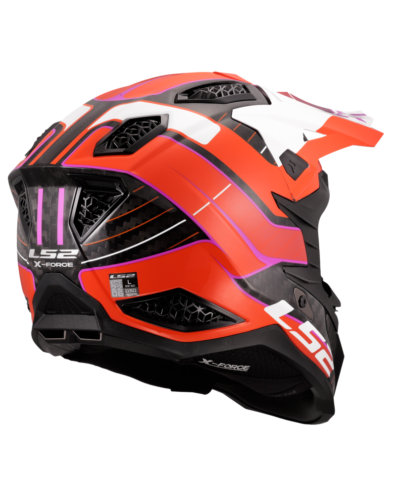 Load image into Gallery viewer, Calota em fibra de carbono – capacete motocross LS2 MX703 X-Force C Galuo Laranja
