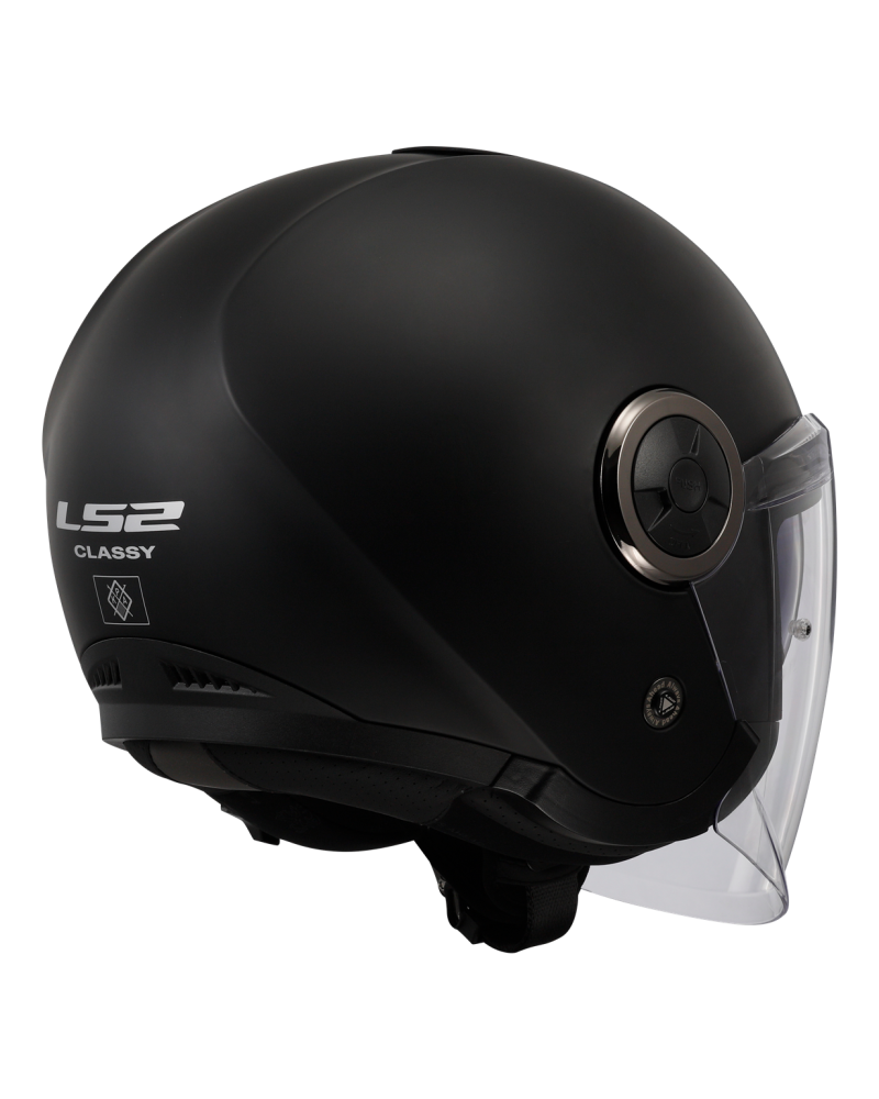 Carregue imagem no visualizador da galeriaCapacete LS2 OF620 Classy Solid Preto Mate – fecho micrométrico duplo anel em D
