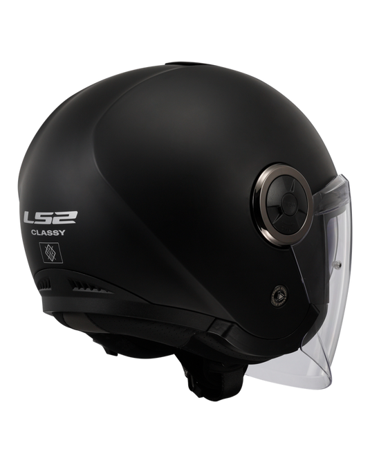 Capacete LS2 OF620 Classy Solid Preto Mate – fecho micrométrico duplo anel em D