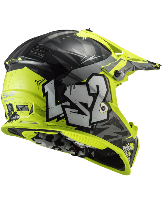 Pala removível e ajustável – capacete motocross infantil LS2 MX437 Fast Evo II Mini Crusher