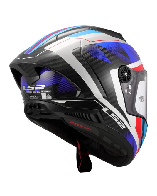 Detalhe do design geométrico Raute – capacete LS2 FF805 Thunder C Azul Vermelho