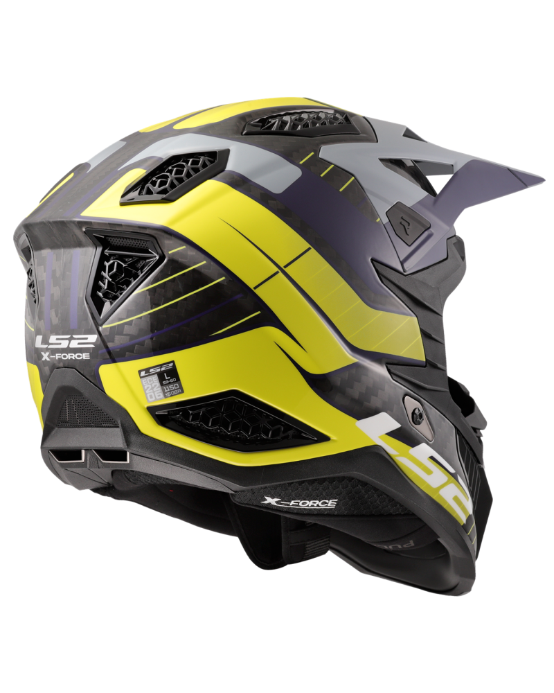 Load image into Gallery viewer, Alta visibilidade em pista – capacete motocross LS2 MX703 X-Force C Galuo Amarelo Hi-Vision
