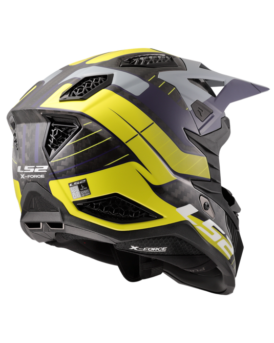 Alta visibilidade em pista – capacete motocross LS2 MX703 X-Force C Galuo Amarelo Hi-Vision