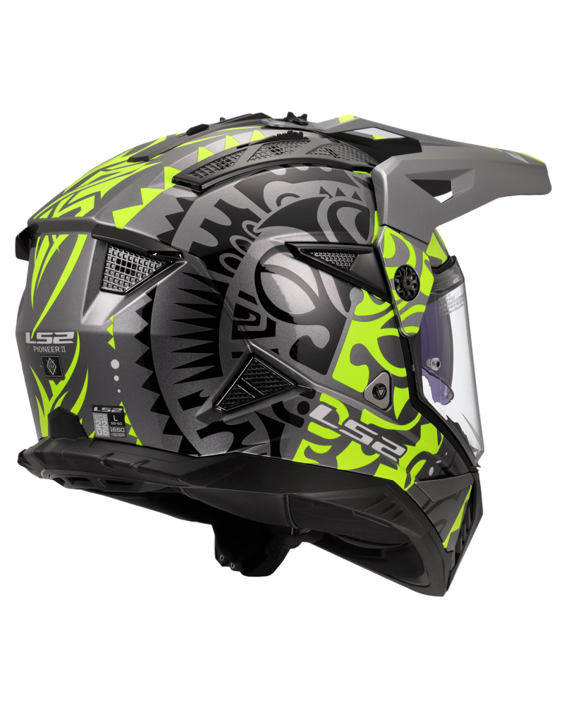 Load image into Gallery viewer, Pala removível e ajustável – capacete motocross LS2 MX702 Pioneer II Rangi Amarelo Hi-Vision
