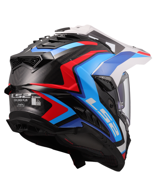 Pala removível e ajustável – capacete enduro LS2 MX701 Explorer C Frontier II Branco Azul