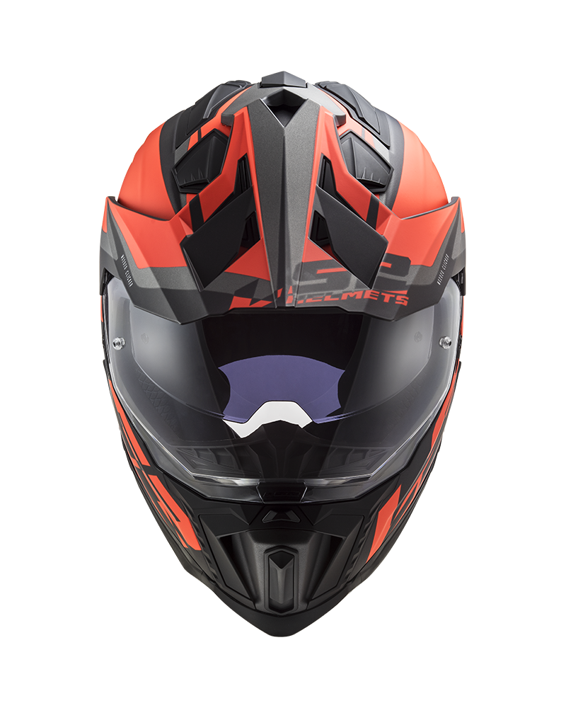 Load image into Gallery viewer, Calota em termoplástico – capacete enduro LS2 MX701 Explorer Alter Preto Mate Laranja Fluo
