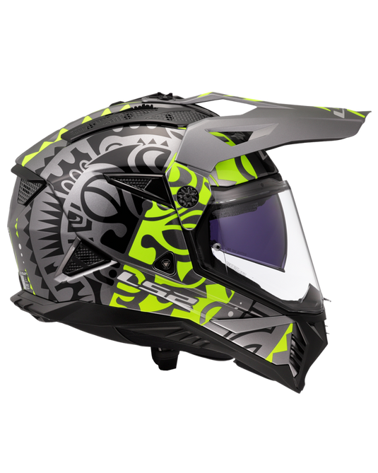 Calota em termoplástico – capacete motocross LS2 MX702 Pioneer II Rangi Amarelo Hi-Vision