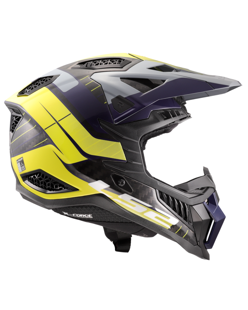 Load image into Gallery viewer, Capacete motocross LS2 MX703 X-Force C Galuo Cinzento Amarelo – detalhe da pala
