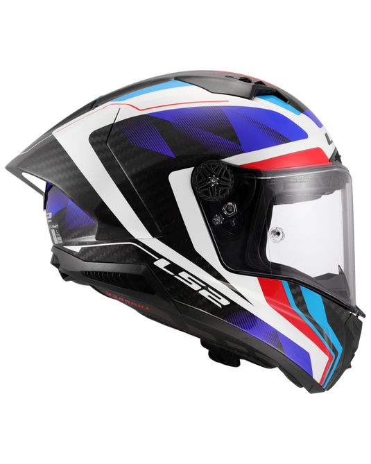 Viseira Pinlock ready – capacete integral LS2 FF805 Thunder C GP Raute Azul Vermelho