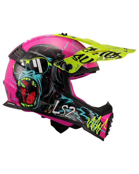 Sistema de ventilação off-road – capacete motocross infantil LS2 MX437 Fast Evo II Mini Gorilla