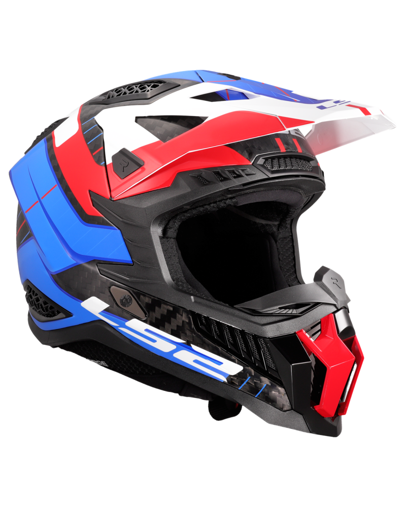 Load image into Gallery viewer, Fecho duplo D – capacete motocross LS2 MX703 X-Force C Galuo Branco Vermelho Azul
