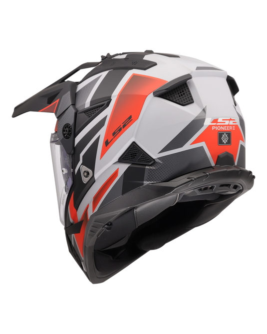 Sistema de ventilação off-road – capacete motocross LS2 MX702 Pioneer II Block Cinza Vermelho