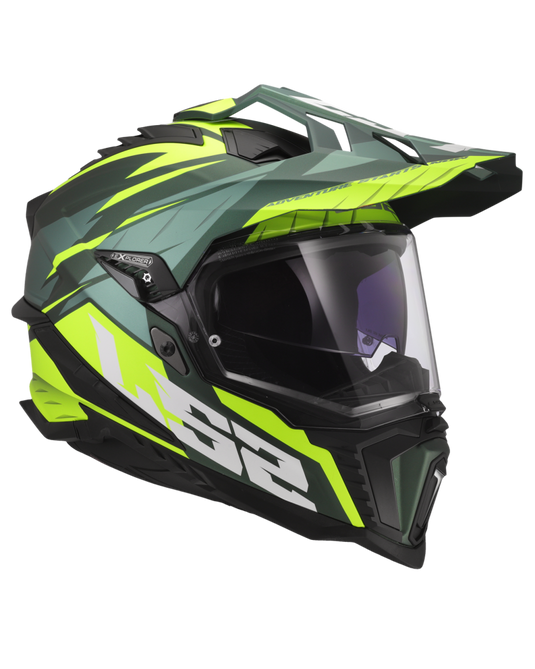 Pala removível e ajustável – capacete enduro LS2 MX701 Explorer Spire Verde Mate