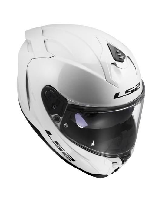 Capacete LS2 FF817 Challenger II Solid Branco – detalhe do fecho micrométrico duplo D