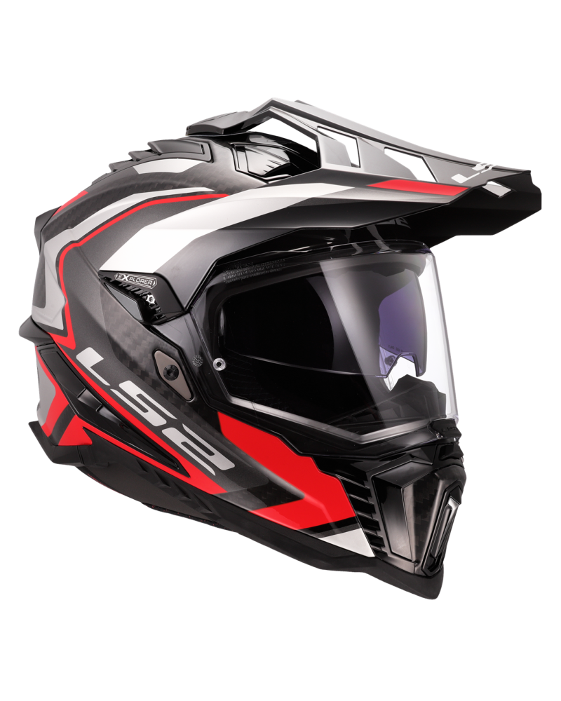 Load image into Gallery viewer, Calota em fibra de carbono – capacete enduro LS2 MX701 Explorer C Frontier II Vermelho Preto

