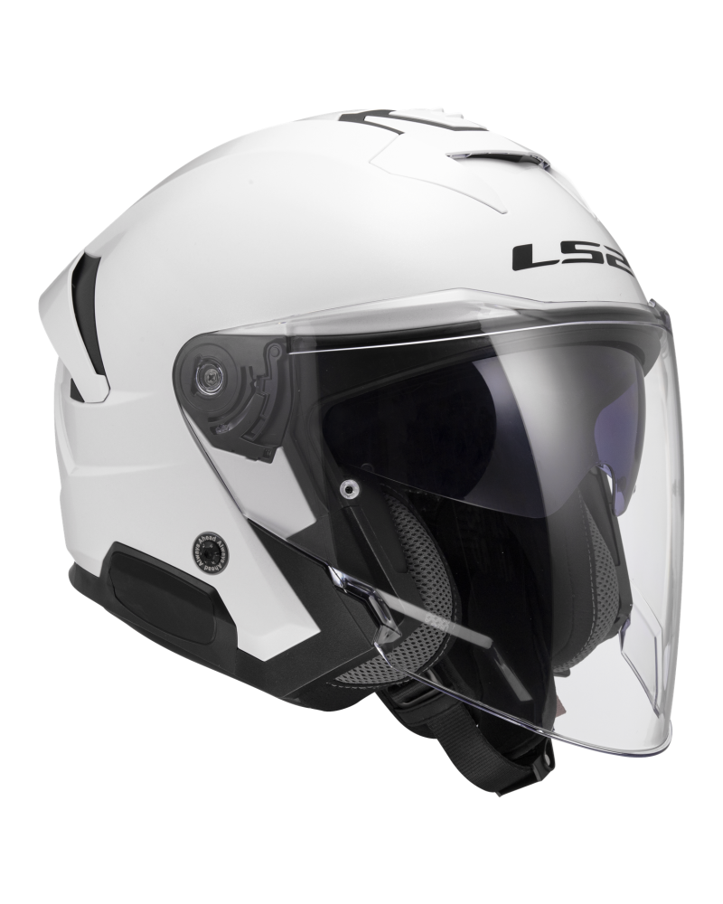 Load image into Gallery viewer, Capacete jet LS2 OF618 Verso II Solid Branco – vista lateral

